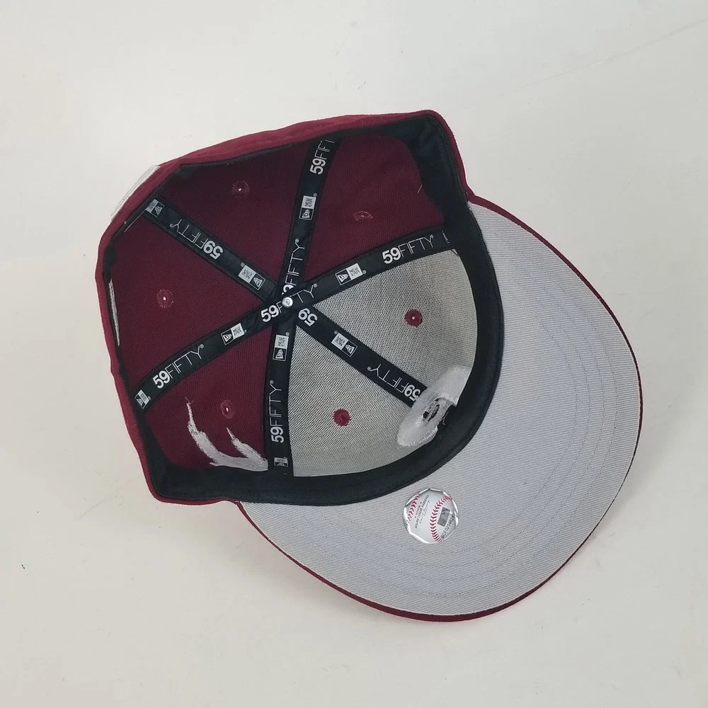 New‎ Era Hat Men 7 3/8 Maroon Philadelphia Phillies 59FIFTY Fitted Cap